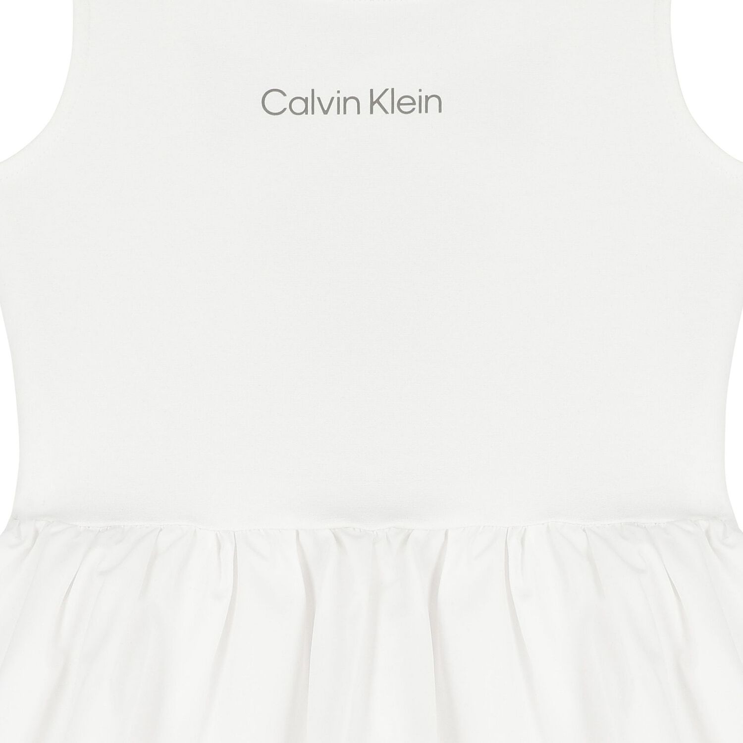 Girls White Flared Jersey Dress, 2, hi-res