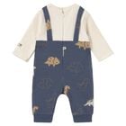 Baby Boys Ivory & Navy Blue Dinosaur Romper, 2, hi-res