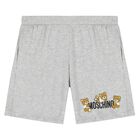 Younger White & Grey Teddy Bear Logo Shorts Set, 2, hi-res