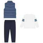 Boys White, Blue & Navy Blue Tracksuit Set ( 3 Piece ), 2, hi-res