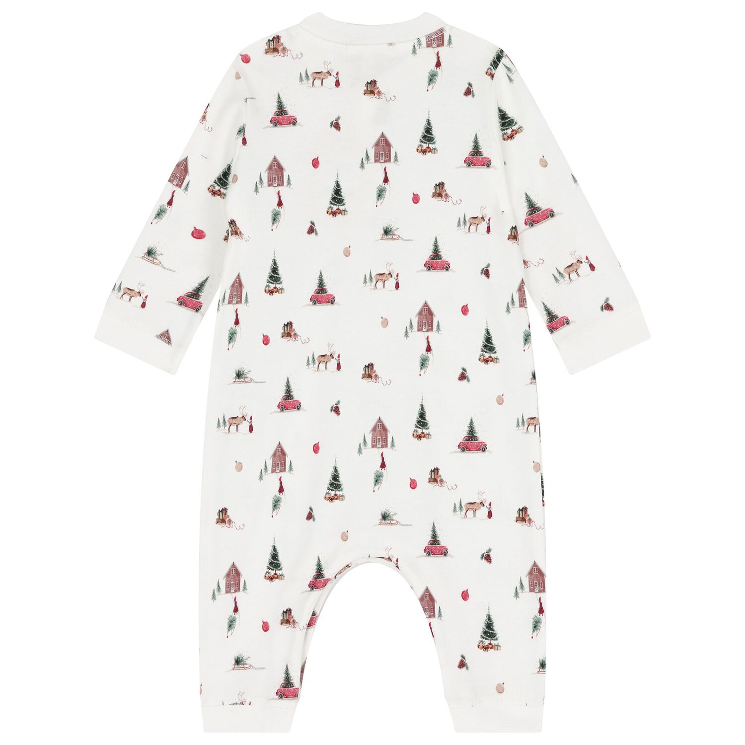 Ivory Christmas Tree Baby Romper, 1, hi-res