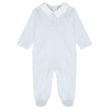 Baby Boys Blue Giraffe Laugh Babygrow