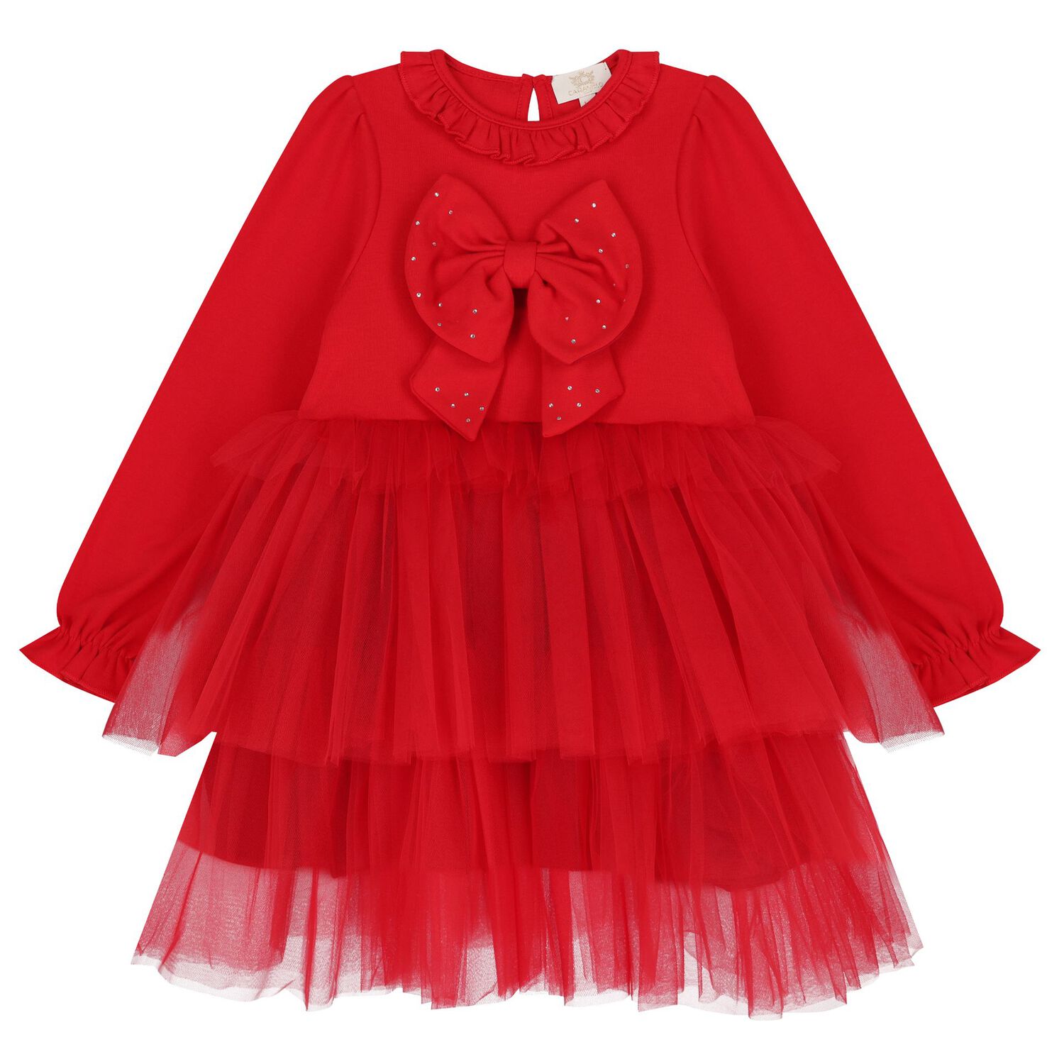 Girls Red Tulle Dress Set, 1, hi-res