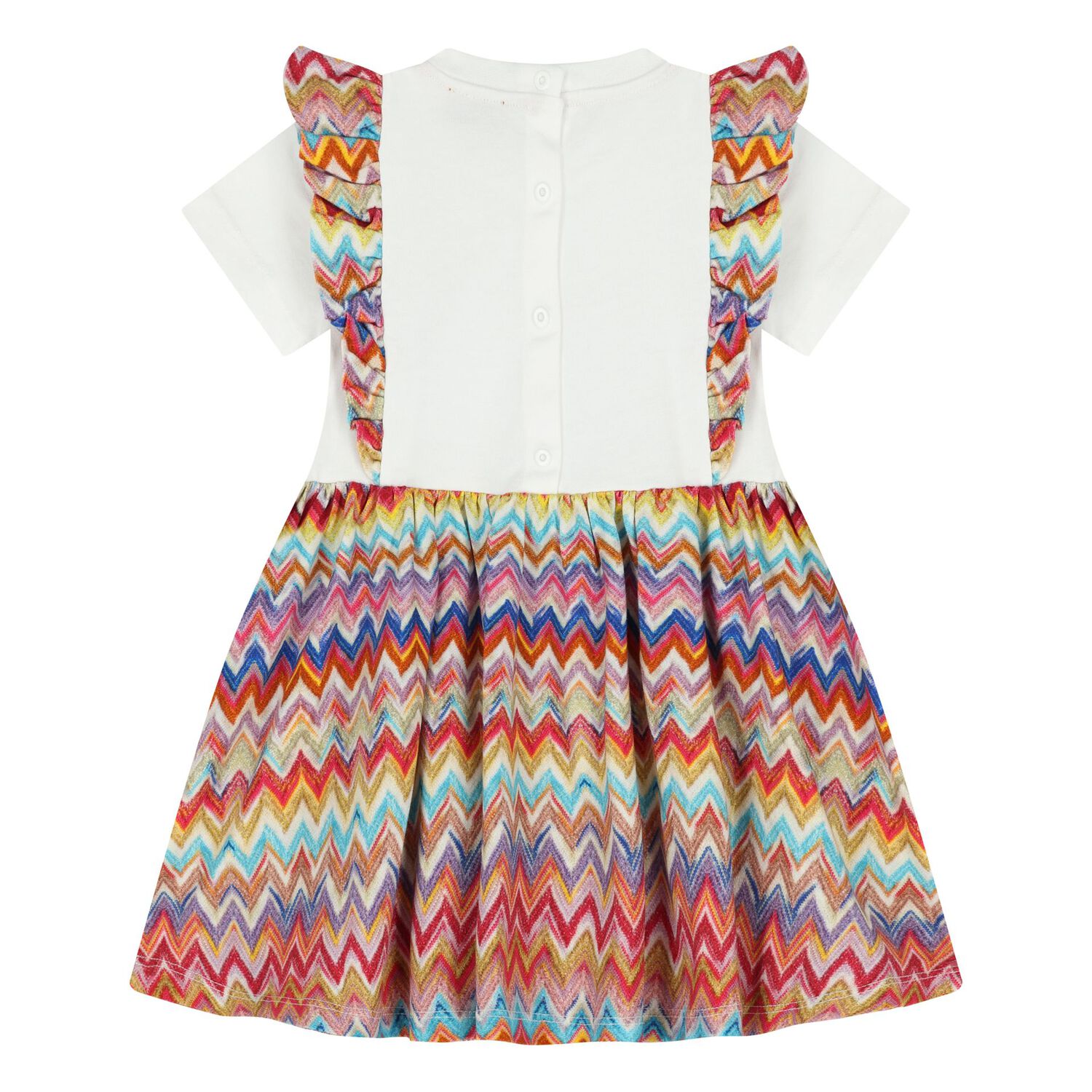 Younger Girls Multi-Coloured Logo Zig Zag Dress, 2, hi-res