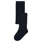 Girls Navy Blue Embellished Tights, 2, hi-res