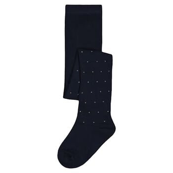 Girls Navy Blue Embellished Tights
