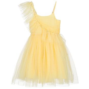 Girls Yellow Ruffled Tulle Dress