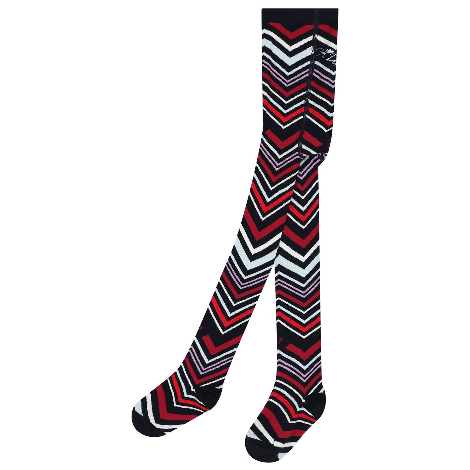 Girls Multi-Coloured Zig Zag Tights, 1, hi-res