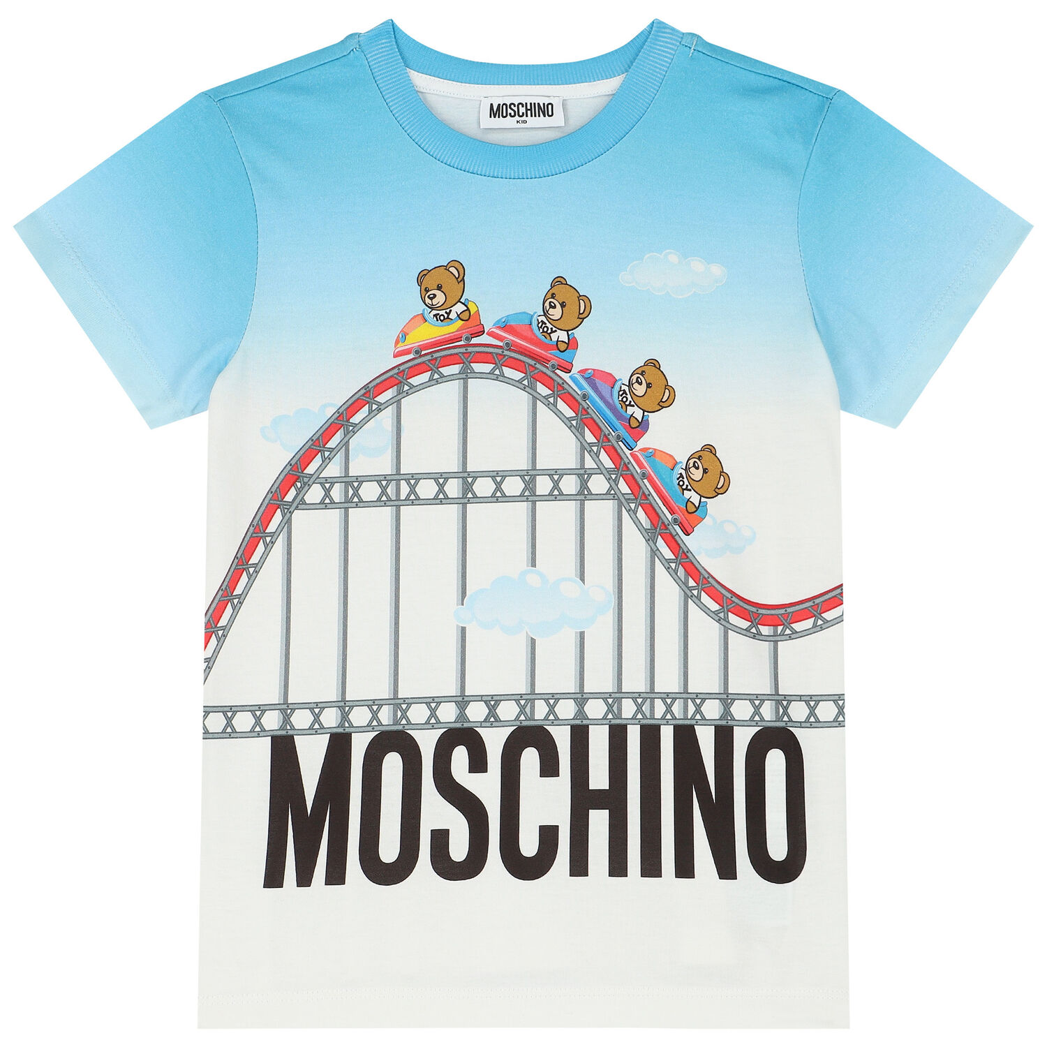 تيشيرت بشعار تيدى باللون الازرق والابيض, 1, hi-res