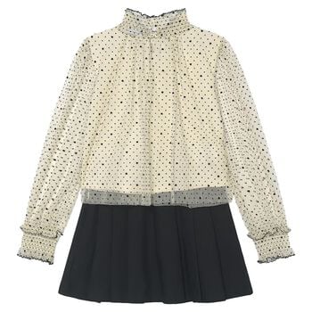 Girls Ivory & Black Skirt Set
