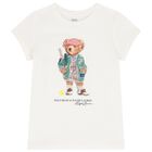 Girls White Polo Bear T-Shirt, 1, hi-res