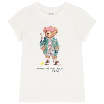 Girls White Polo Bear T-Shirt