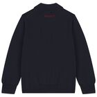 Boys Navy Blue Knitted Sweatshirt, 1, hi-res