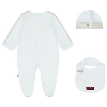 Baby Boys Blue Logo Babygrow Hat & Bib Gift Set