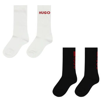 Boys Black & White Logo Socks (2 Pack)