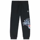Boys Black Printed Sweatpants, 1, hi-res