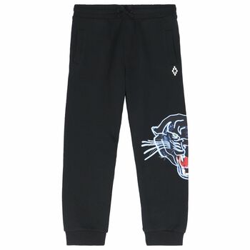 Boys Black Printed Sweatpants