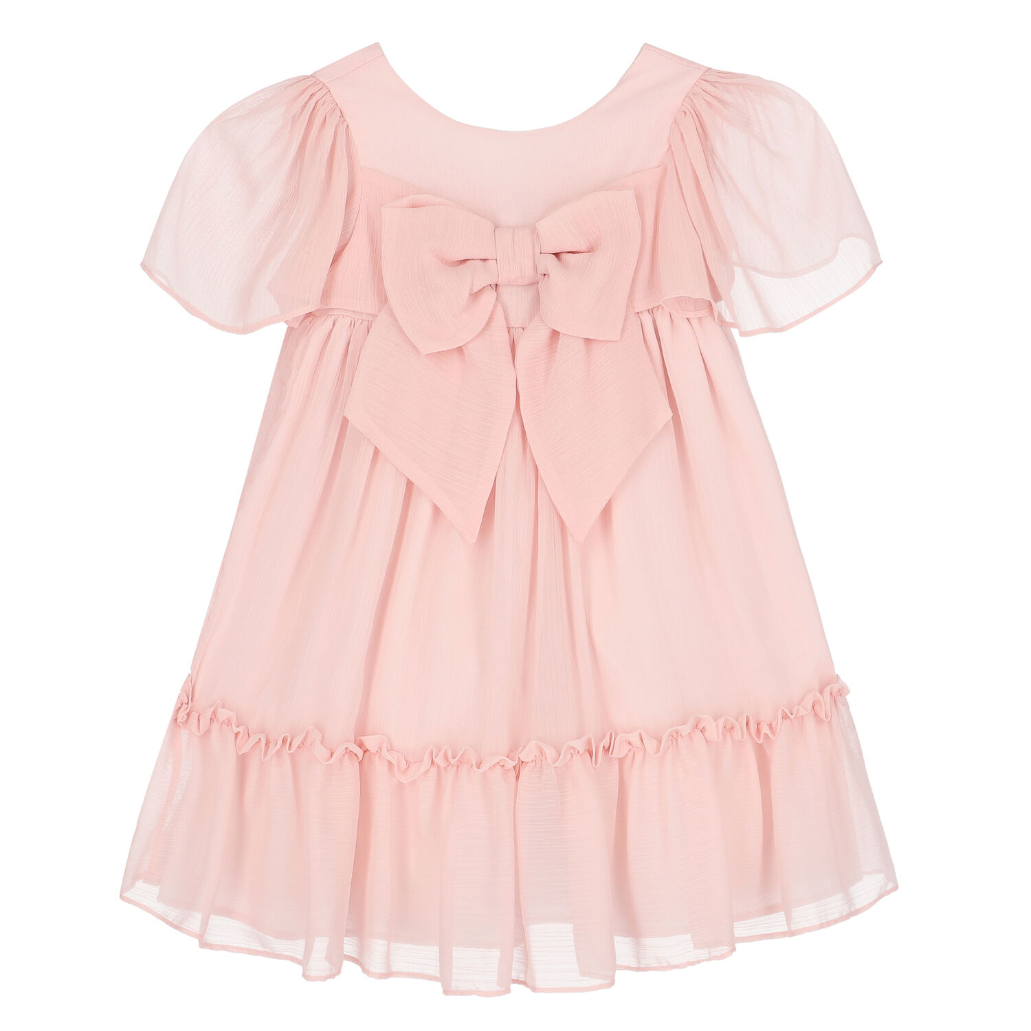Girls Pink Chiffon Dress, 3, hi-res