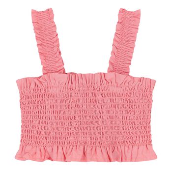 Girls Pink Shirred Top