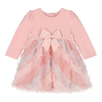 Baby Girls Pink Bow Tulle Dress