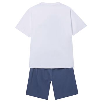 Boys White & Blue Shorts Set