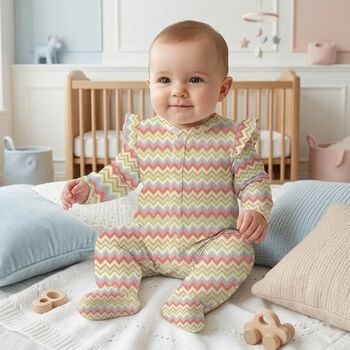 Baby Girls Multi-Coloured Zig Zag Babygrow