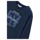 Boys Navy Blue Logo Long Sleeve Top, 3, hi-res