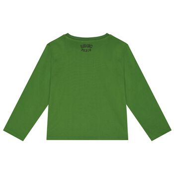 Boys Green Tiger Logo Long Sleeve Top