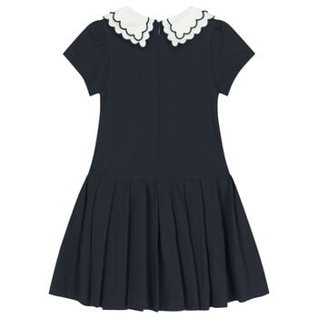 Girls Navy Blue Pleated Dress