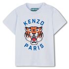 Younger Boys Blue Tiger Logo T-Shirt, 1, hi-res