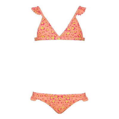 Girls Orange Boho Leopard Frill Strap Bikini