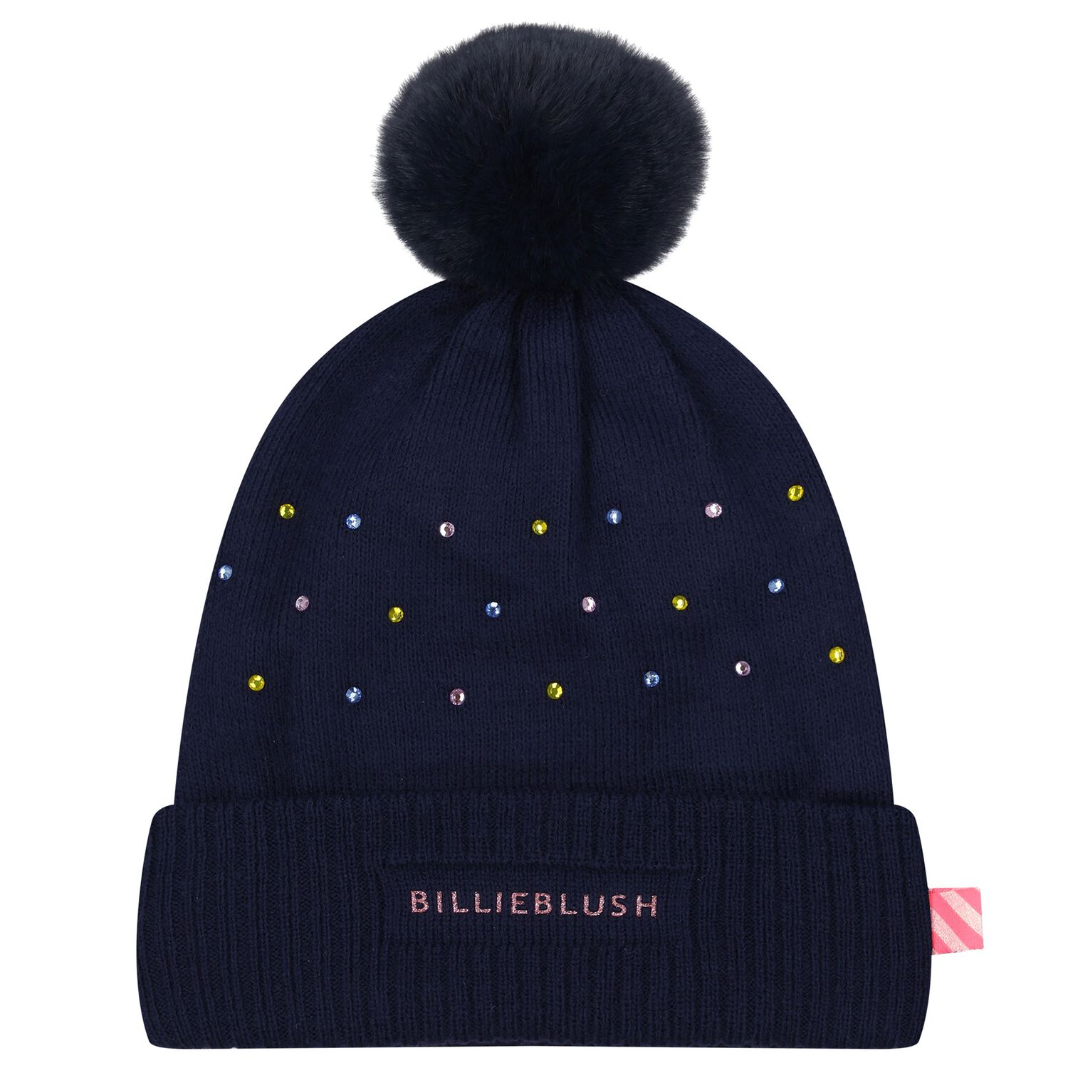 Girls Navy Blue Beanie Hat, 1, hi-res