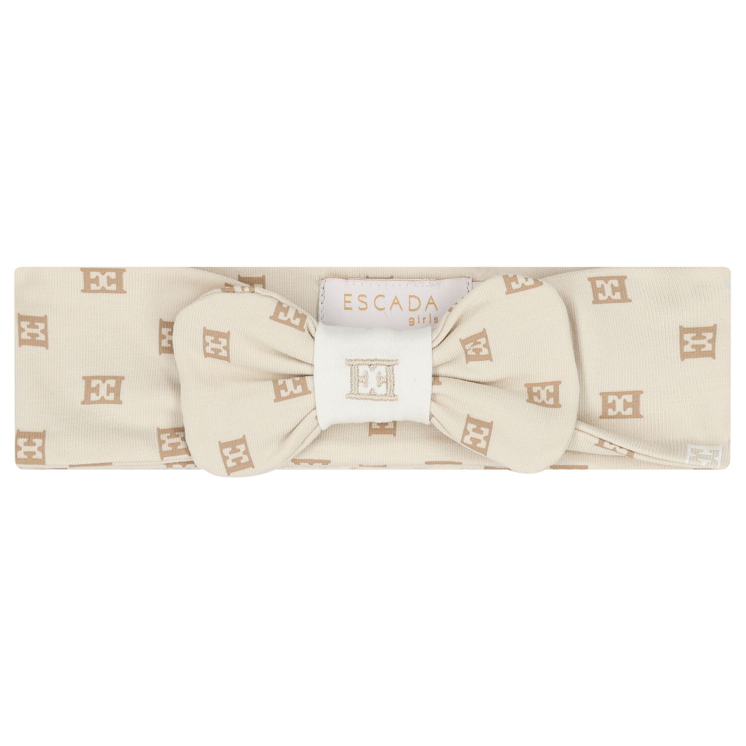 Baby Girls Beige Logo Headband, 1, hi-res