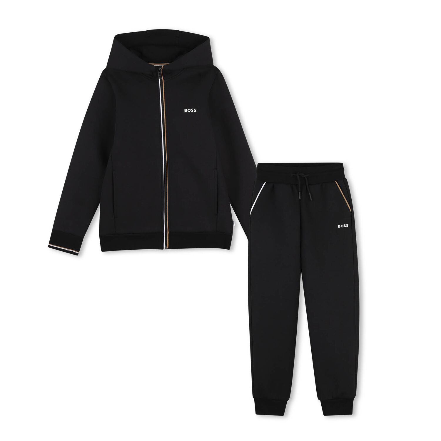 Boys Mini Me Black Logo Tracksuit, 1, hi-res