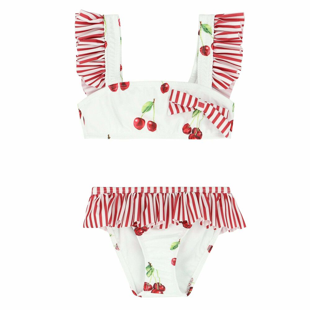 Meia Pata Girls White & Red Cherry Bikini | Junior Couture