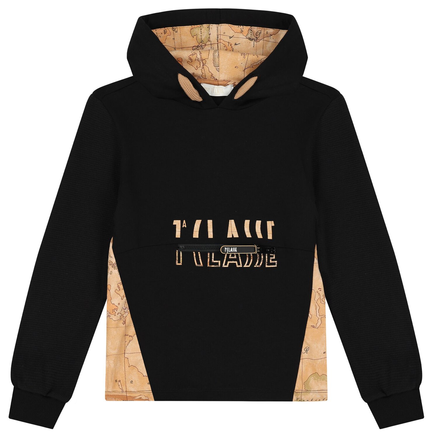 Boys Black Geo Map Hooded Top, 1, hi-res image number null