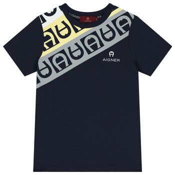Boys Navy Blue Logo T-Shirt