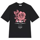 Girls Black Rose Logo T-Shirt, 1, hi-res