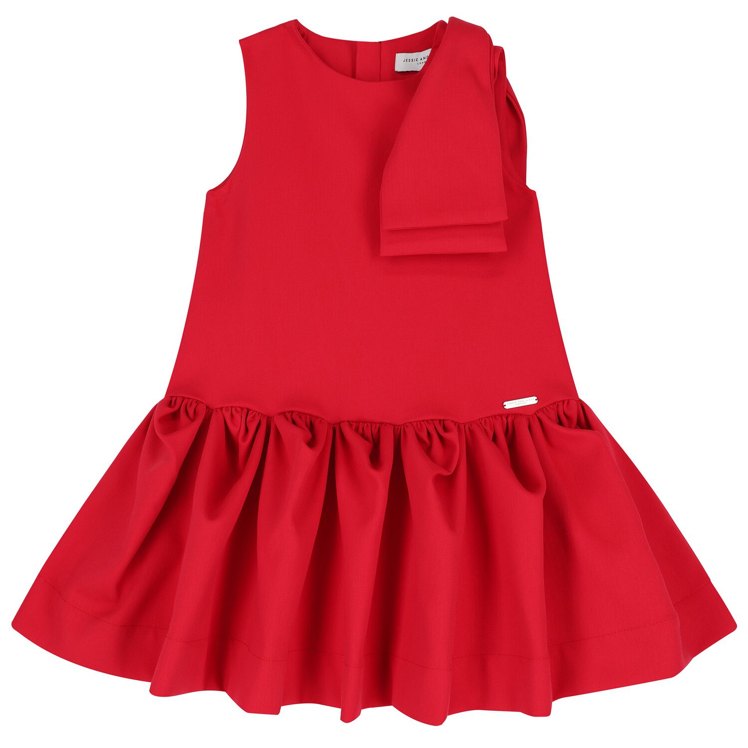 Girls Red Bow Dress, 1, hi-res