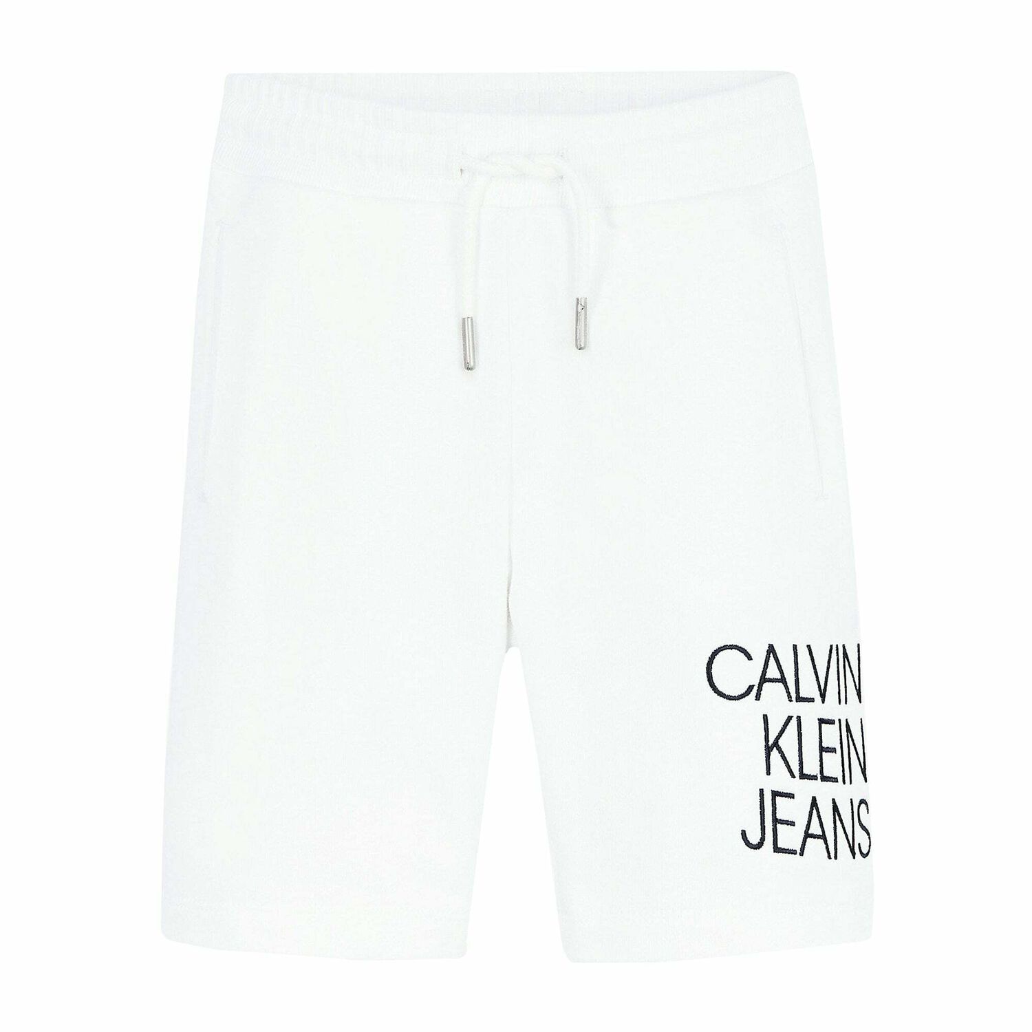 Boys White Logo Organic Cotton Shorts, 3, hi-res image number null