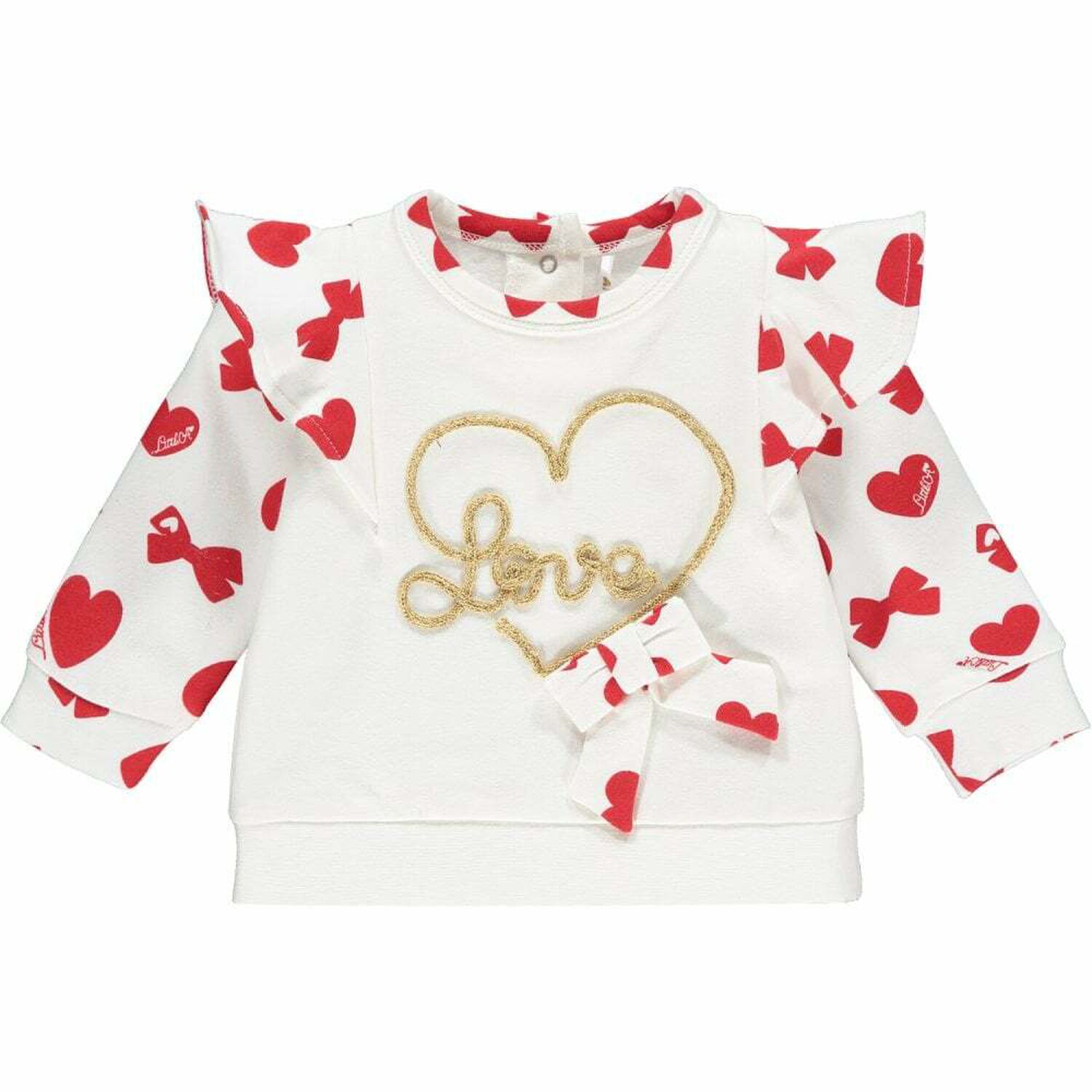 Younger Girls White & Red Heart Tracksuit, 1, hi-res