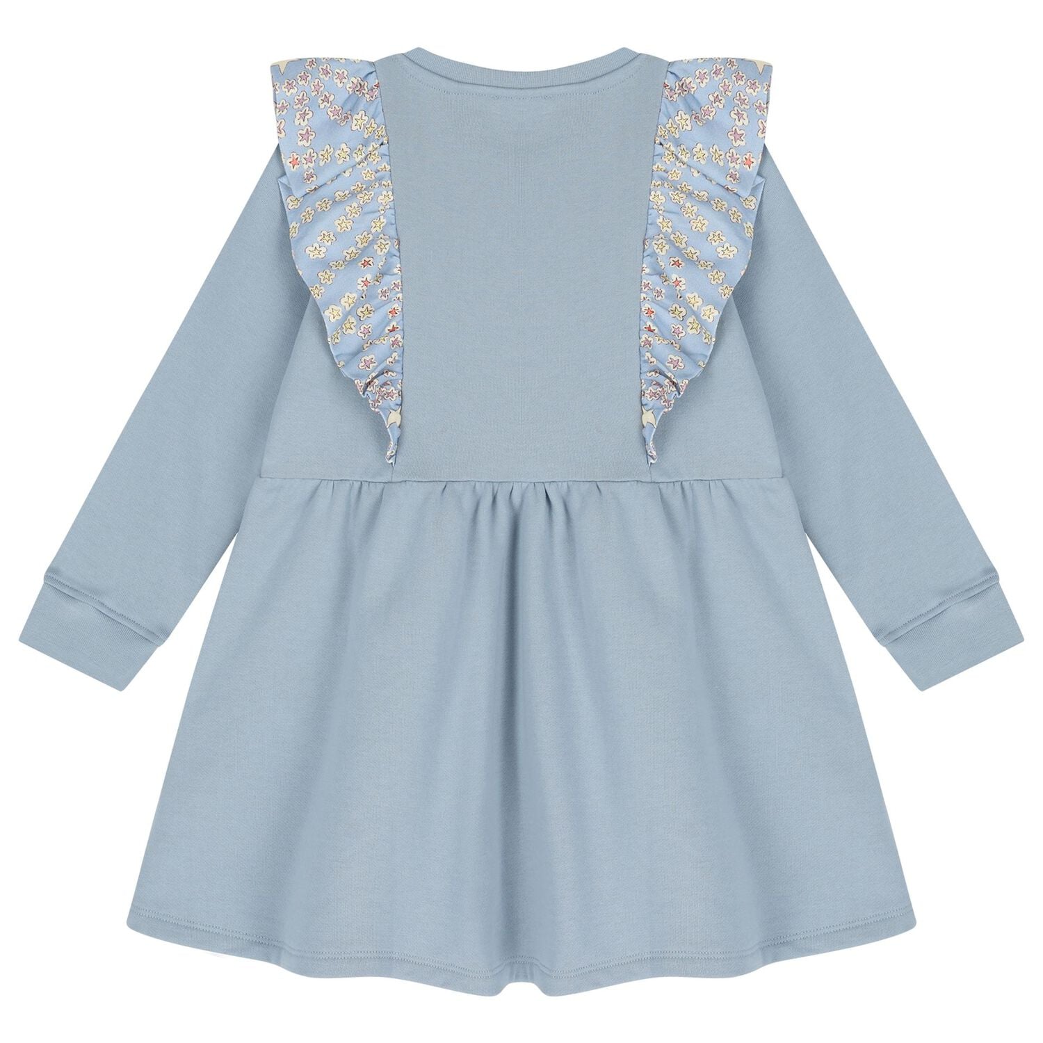 Girls Blue Ruffle Star Dress, 1, hi-res