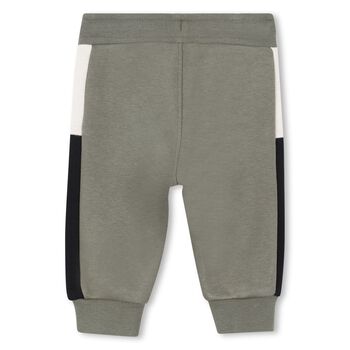 Younger Boys Grey, Navy Blue & White Joggers