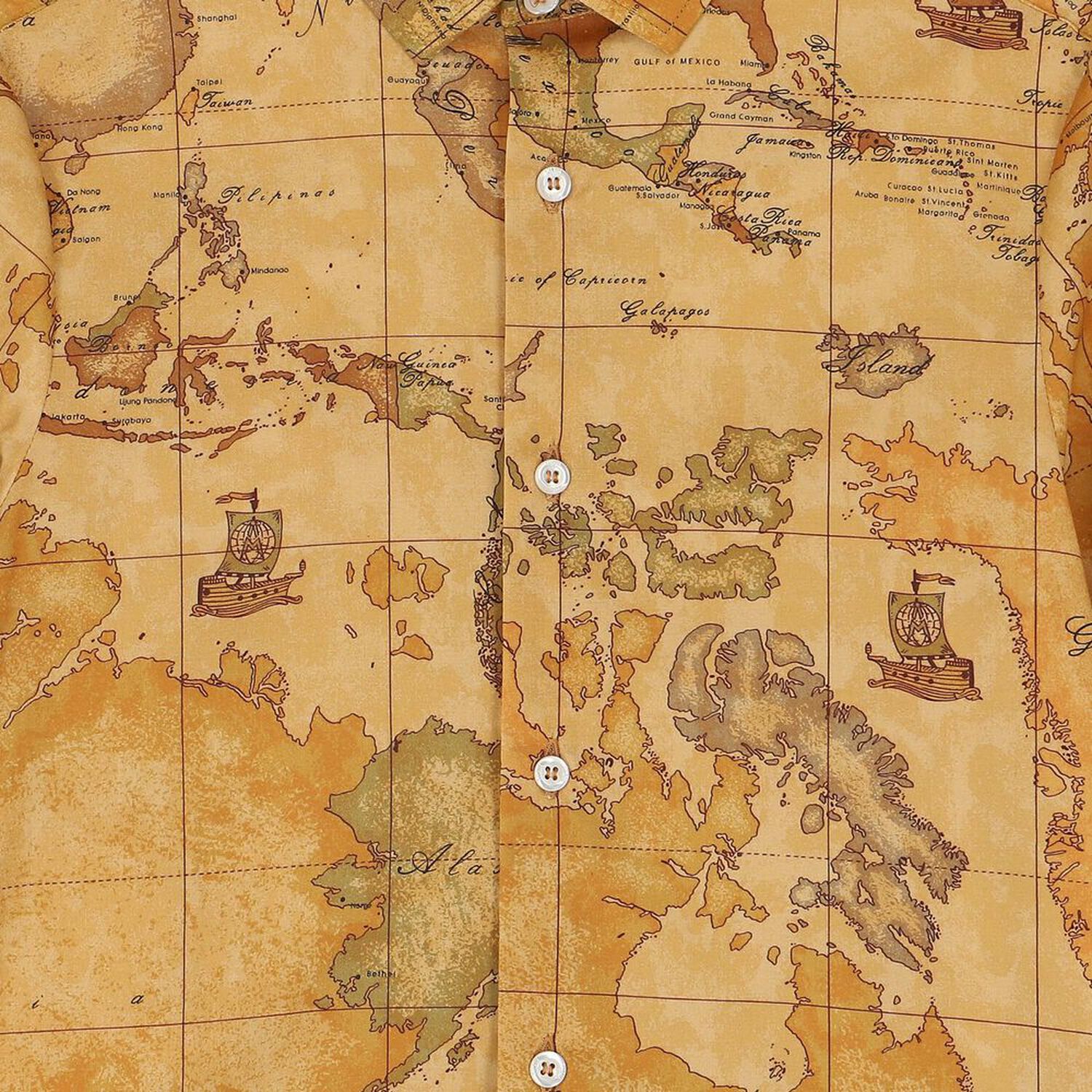 قميص أولاد بطبعة خريطة باللون البيج, 1, hi-res