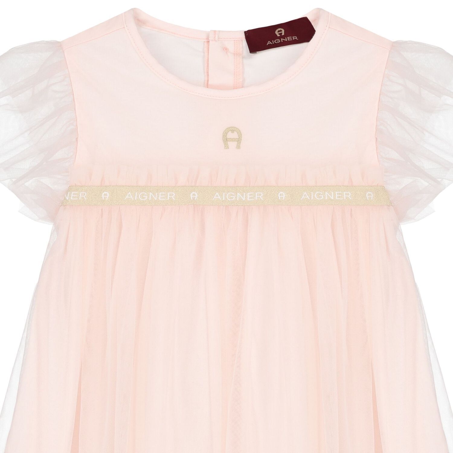 Girls Pink Logo Tulle Dress, 1, hi-res