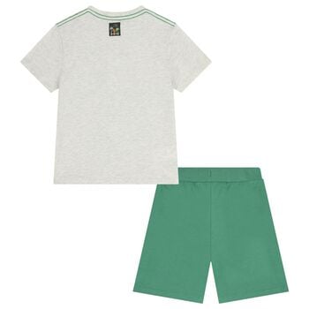 Boys Grey & Green Shorts Set