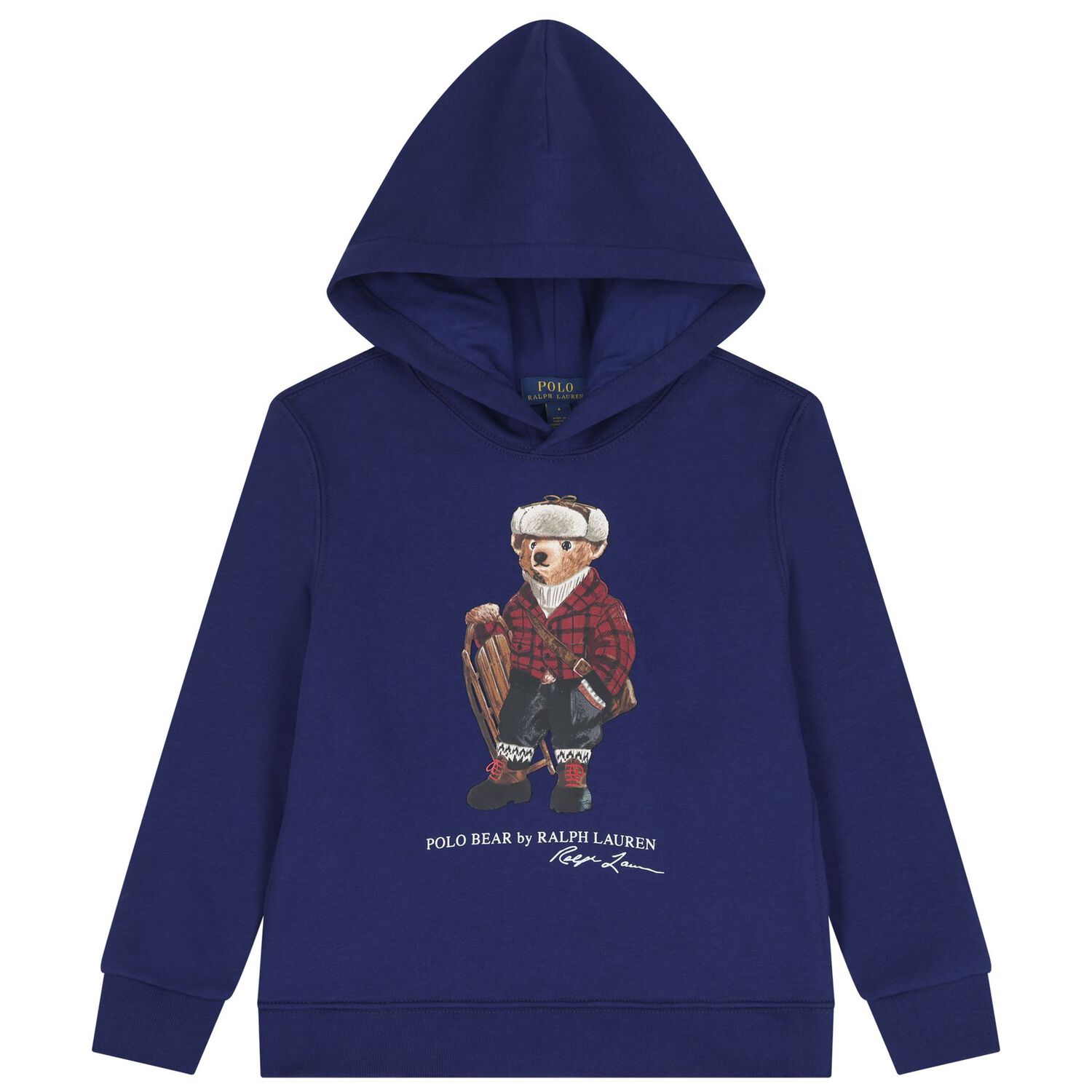 Boys Blue Polo Bear Logo Hooded Top, 1, hi-res image number null
