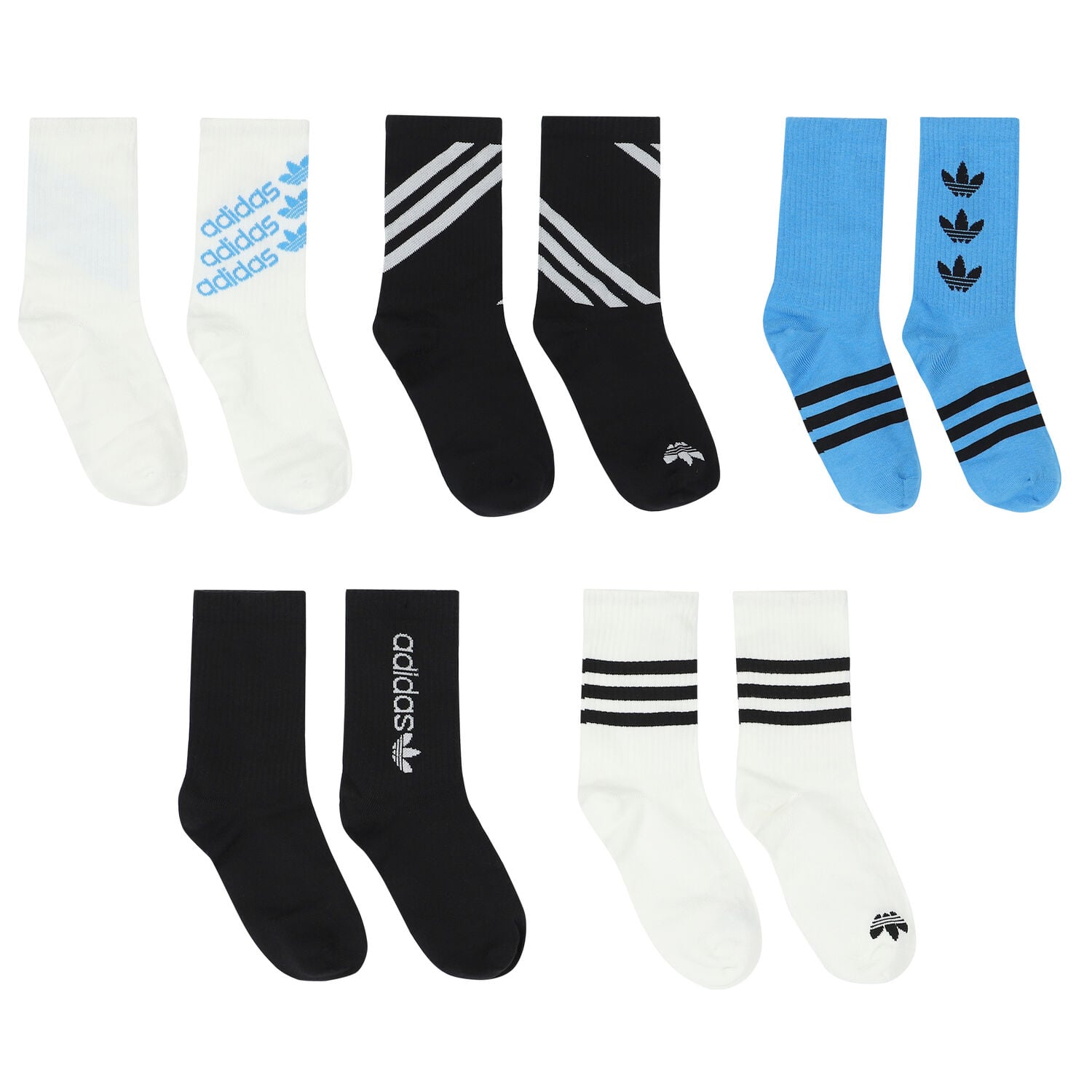 Black, Blue & White Logo Socks ( 5 -Pack ), 1, hi-res
