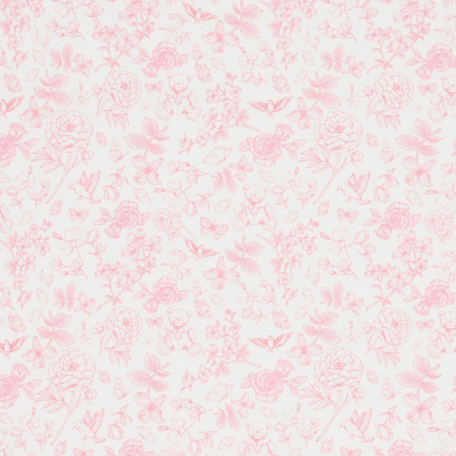 Baby Girls White & Pink Toile de Jouy Blanket, 1, hi-res image number null