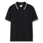 Boys Black Logo Polo Shirt, 2, hi-res